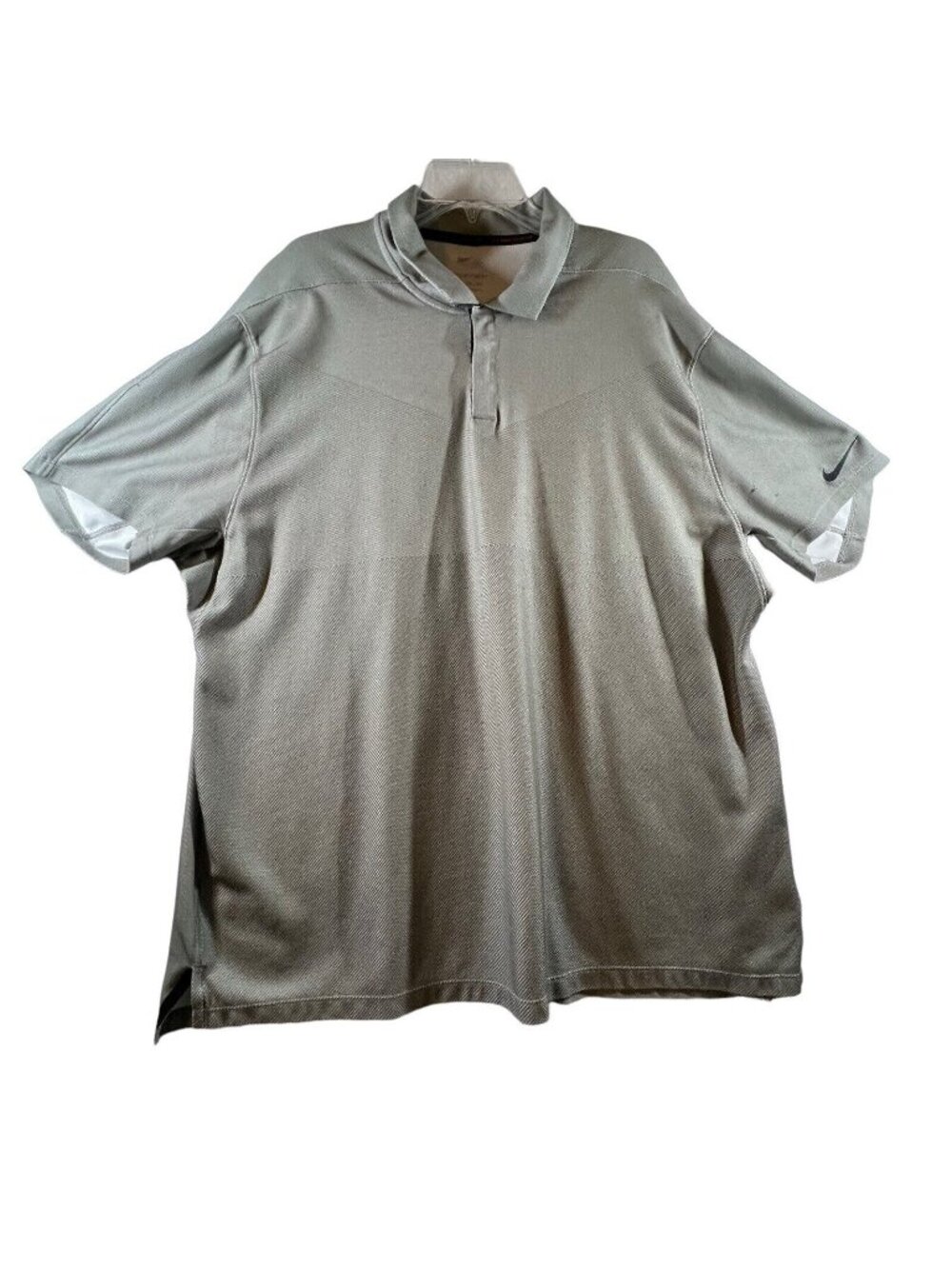 Nike Tiger Woods Collection Polo Shirt Golf DriFit ADV Gray Stripe 2XL